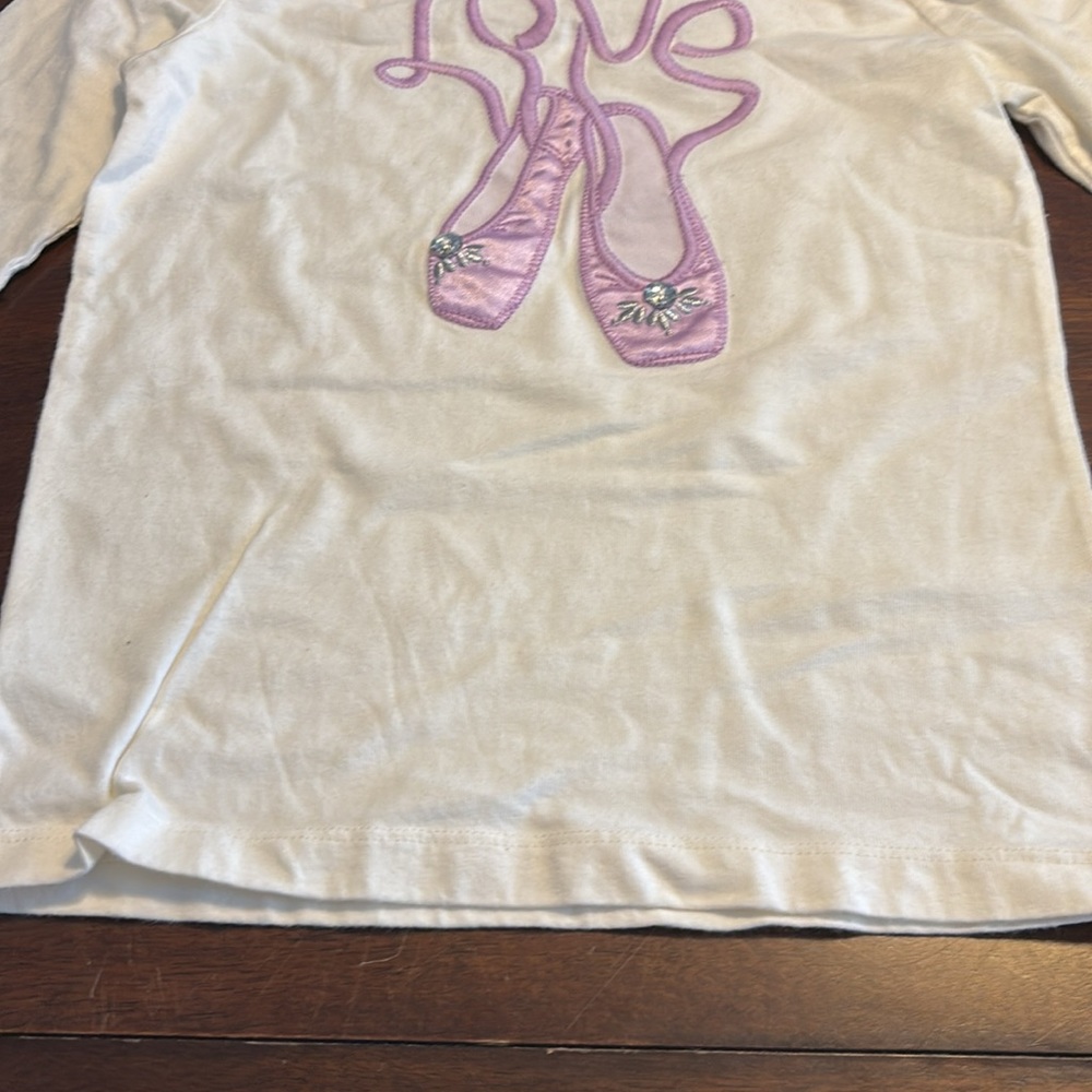 Gymboree Girl Ivory with Purple Love Pointe Shoes Gem Top Size 8 - Picture 7 of 8